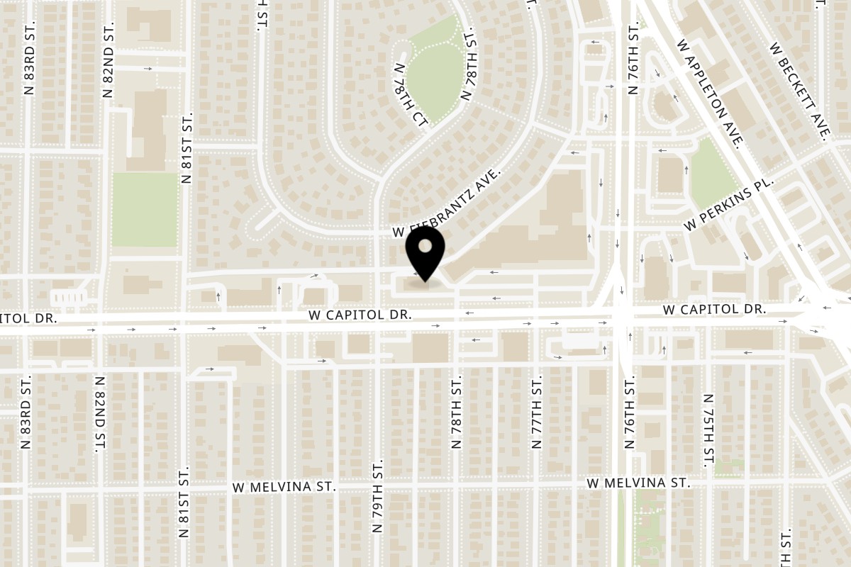 Map showing the location of Crazy Chicken on 7818 W Capitol Dr in Milwaukee